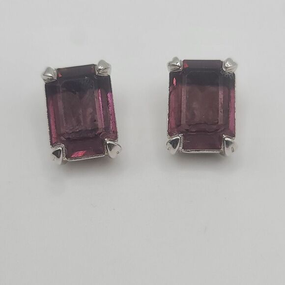 Vintage Christian Dior Earrings Purple Signed Clip Ons - Picture 4 of 8